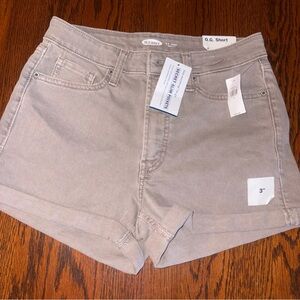 Old Navy Taupe Roll-Hem Jean Shorts Size 4 3” High Rise NWT